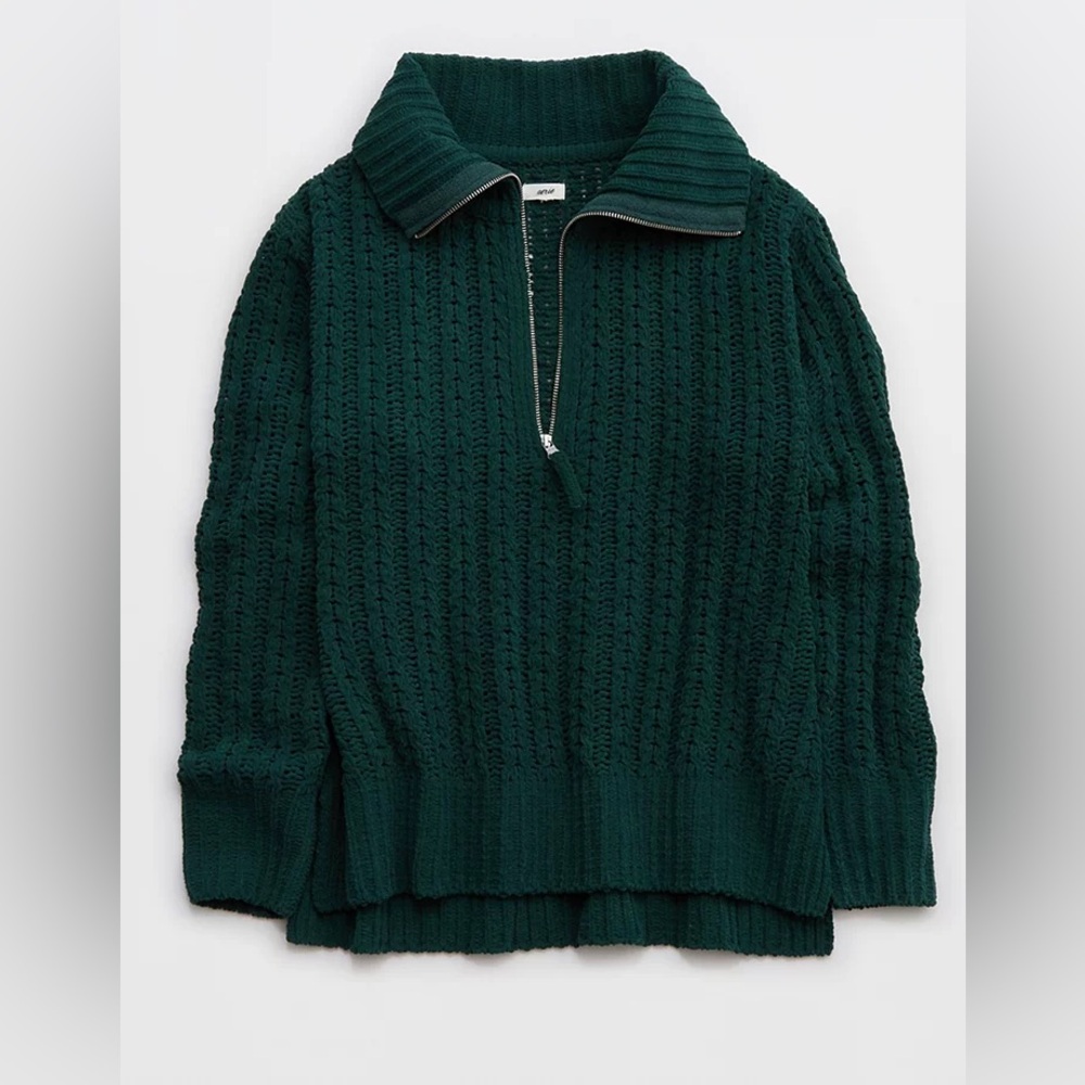 Aerie Cable Car Quarter Zip Sweater